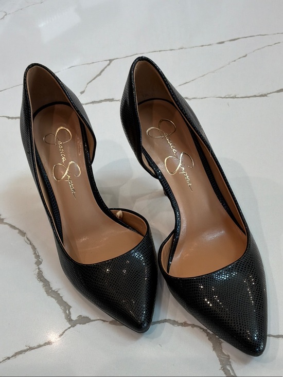Jessica Simpson Shoes - Jessica Simpson Size 7M Black Snakeskin-Texture Pointed Toe Pumps Heels